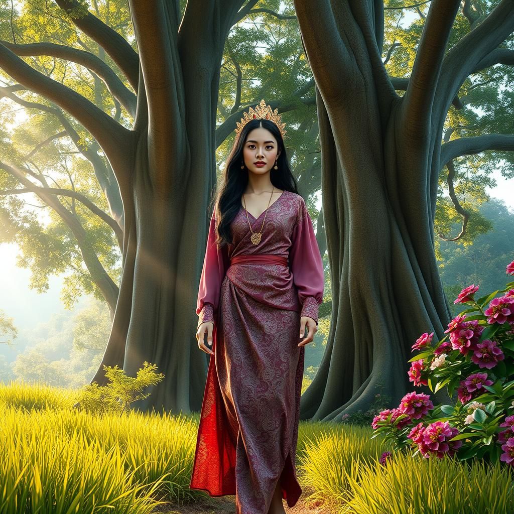 Goddess of Nature in Bali Kebaya: Digital Art