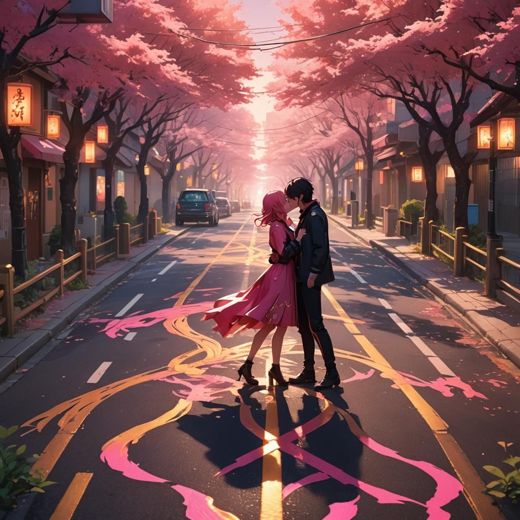 Lovers' Kiss at the Crossroads: Anime Concept Art