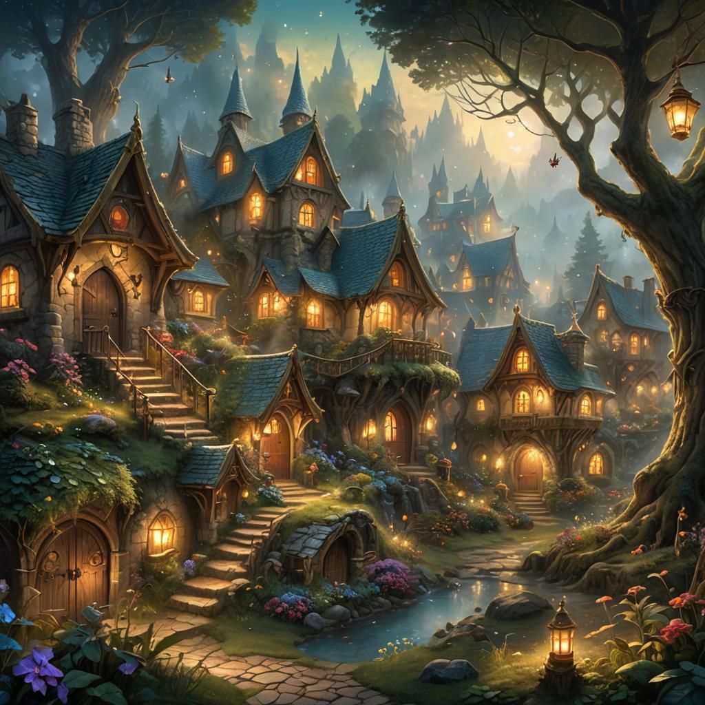 Fairytale Forest Clearing with Dancing Elves