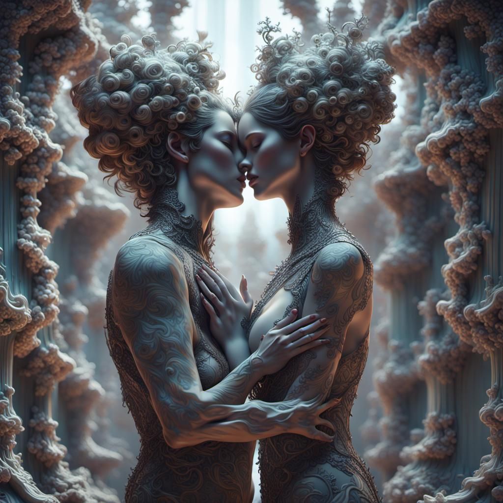 Romantic Octane Render: Lovers in Volumetric Light