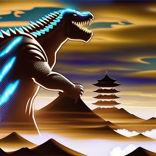 Godzilla Looms Over Feudal Japanese City