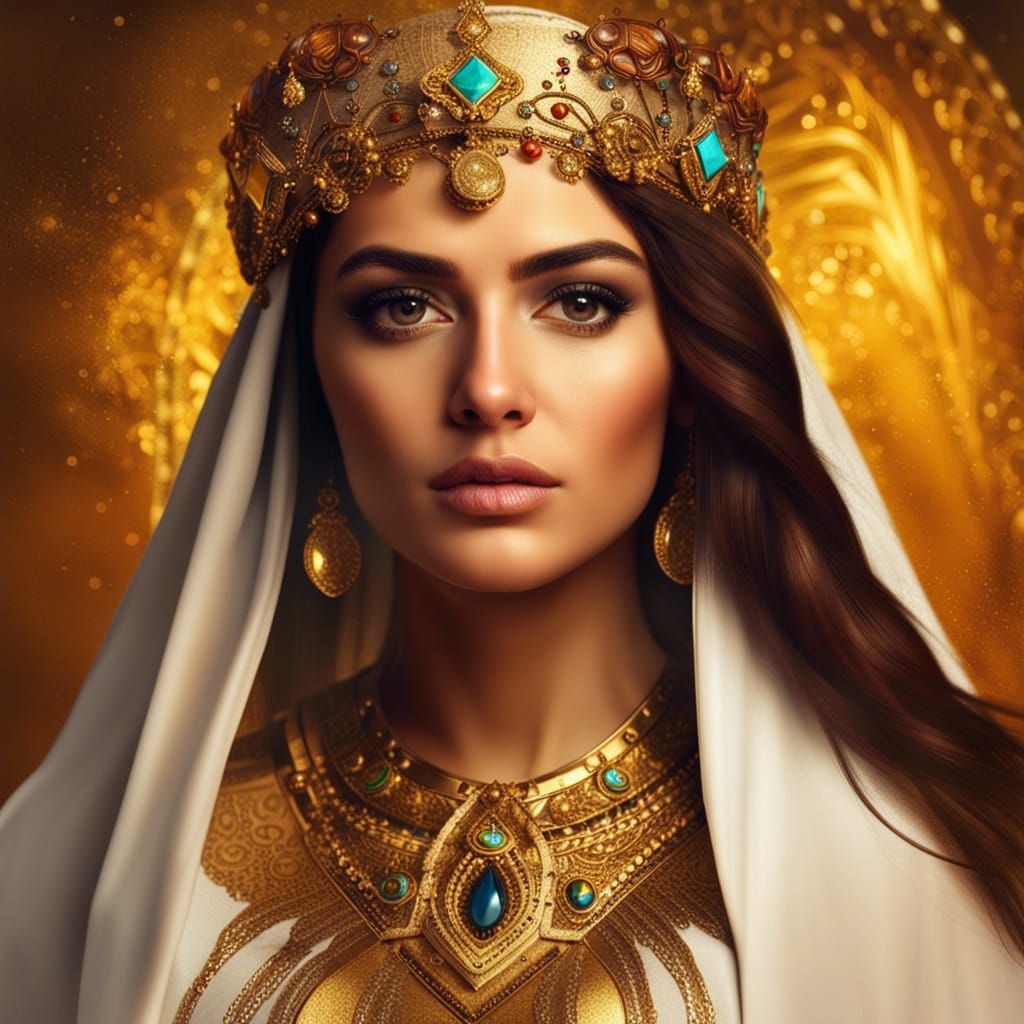 Hyperrealistic Portrait of an Arab Queen