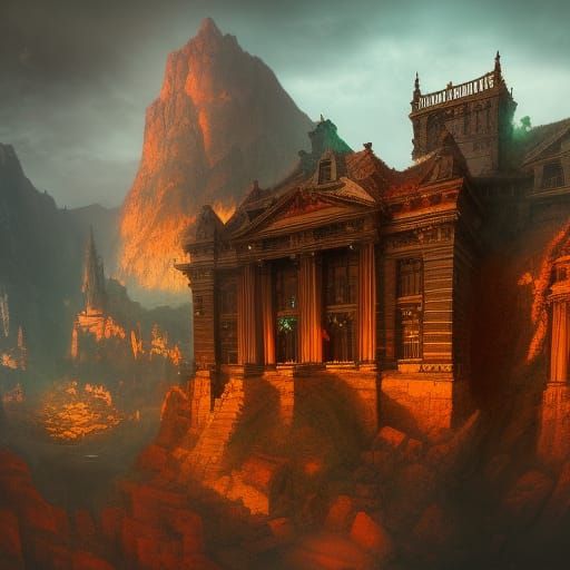 Detailed Matte Painting of Devil's Library