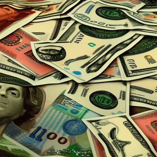 Hyperrealistic Field of Dollar Bills: Splash Art