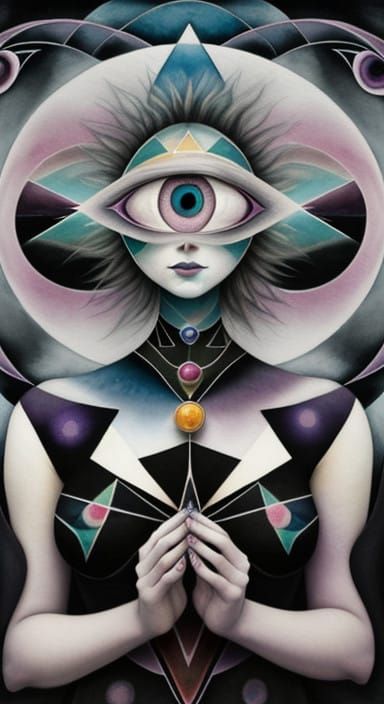 Surrealist Lady in Cosmic Wonderland with Vorticism Influenc...