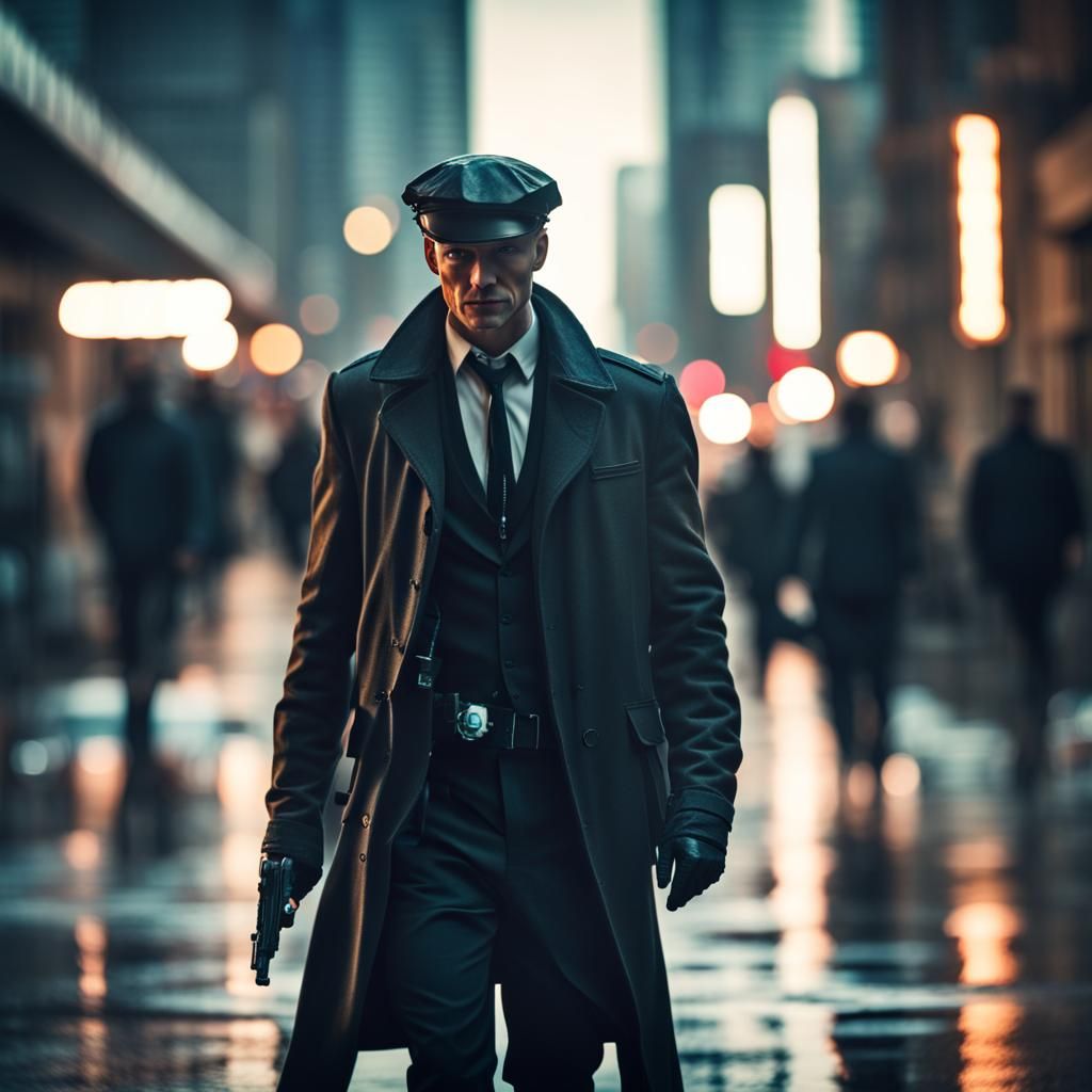 Sci-Fi Punk City Detective in Grimey Streets