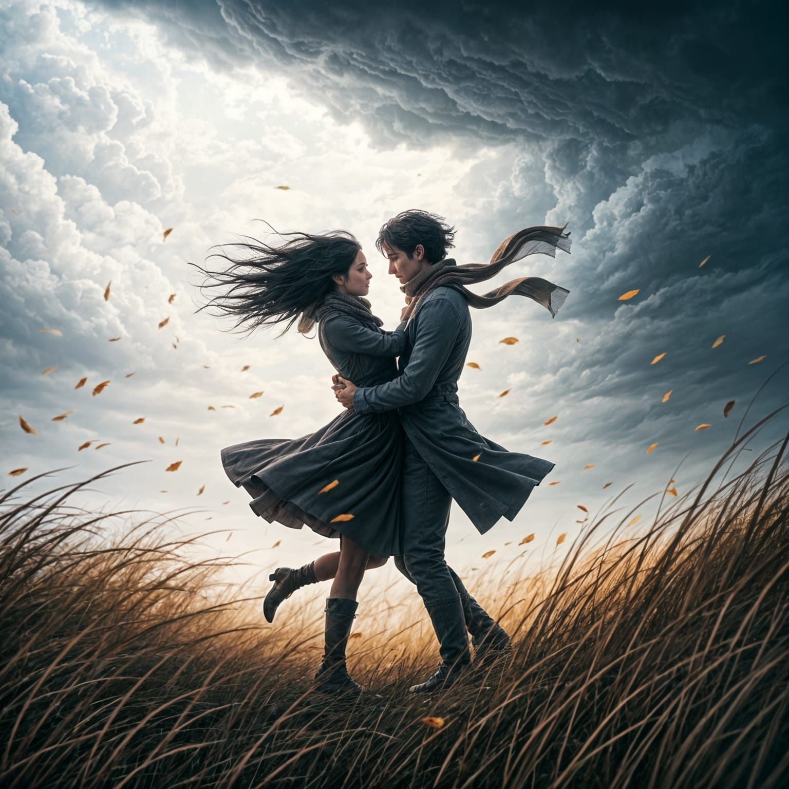 Couple Dancing in a Storm: CGI Masterpiece