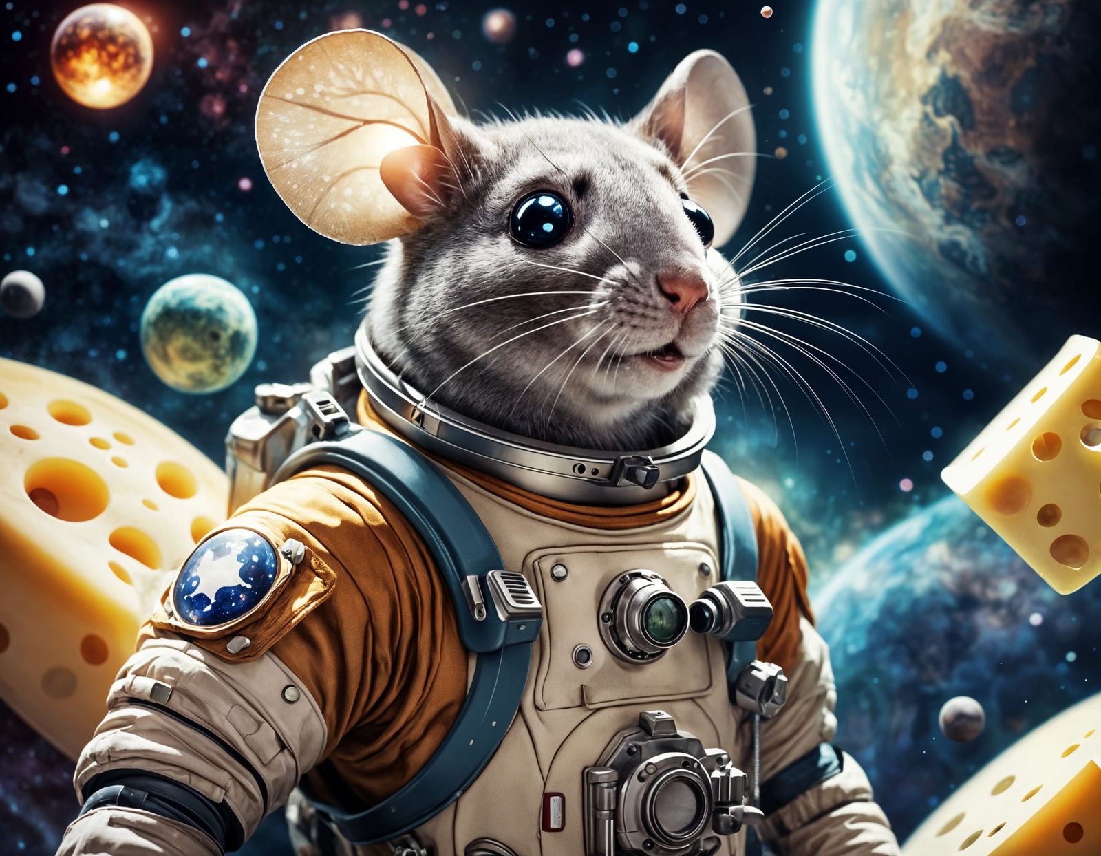 Cosmic Mouse Astronaut Explores the Galaxy
