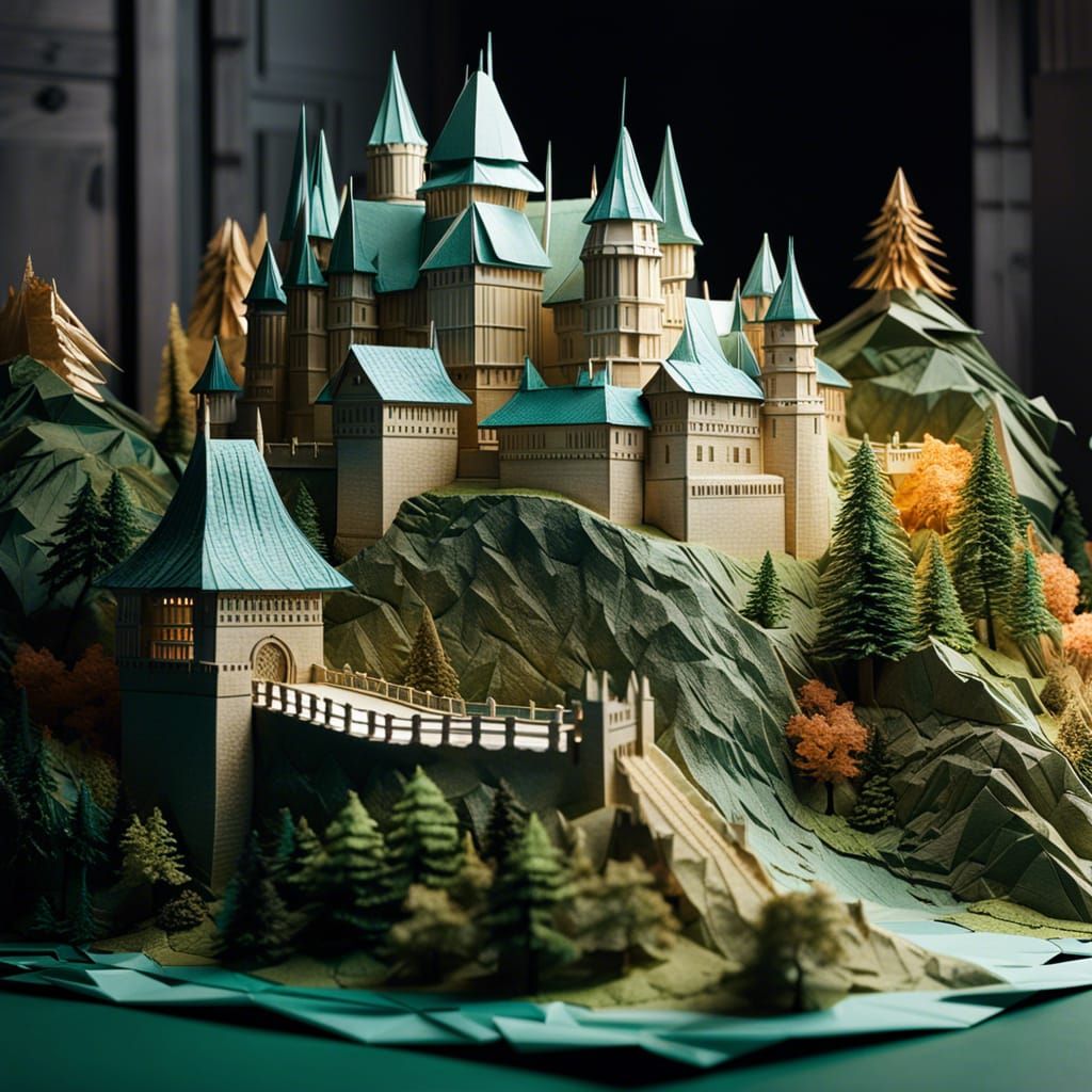 Origami Castle Landscape by Landseer and Ishida