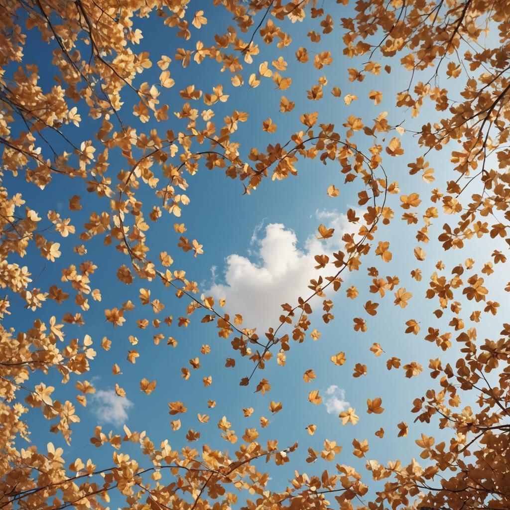 Autumn Leaves Form Heart in Whimsical Style