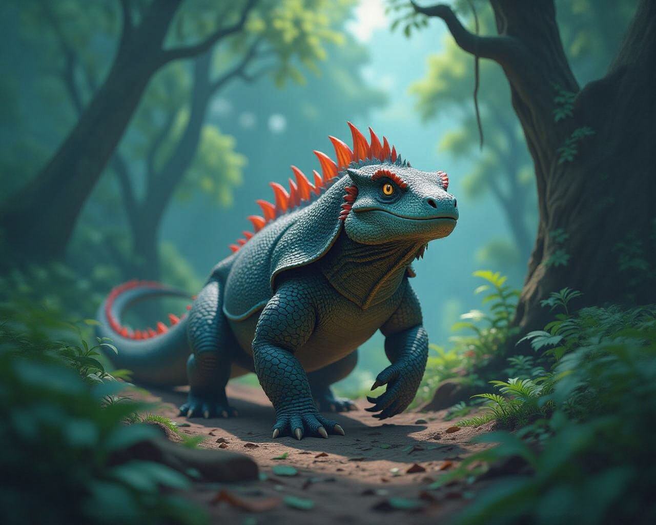 Komodo Dragon in Forest, Arcane Art Style