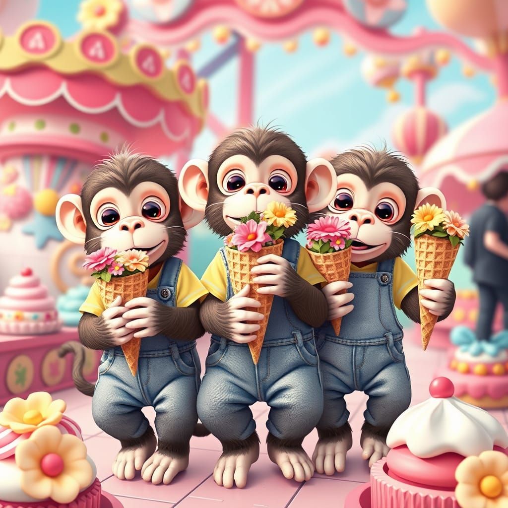 Funky Monkeys in Amusement Park