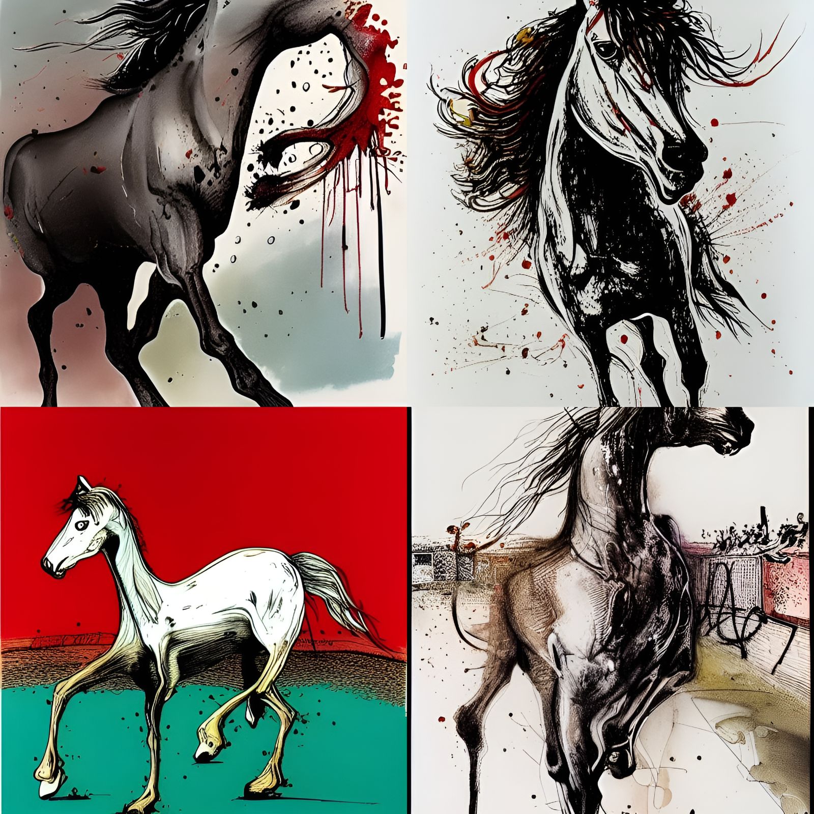 Horse Illustration in Ralph Steadman Style