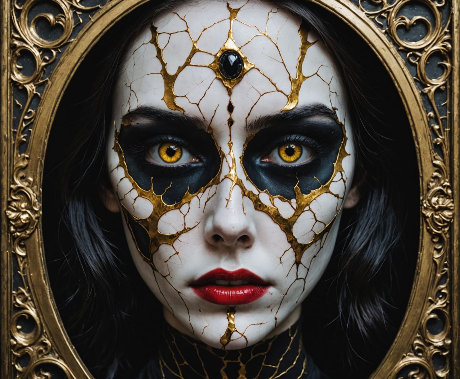 Eyes of Haunting Gothic Beauty in Kintsugi Art