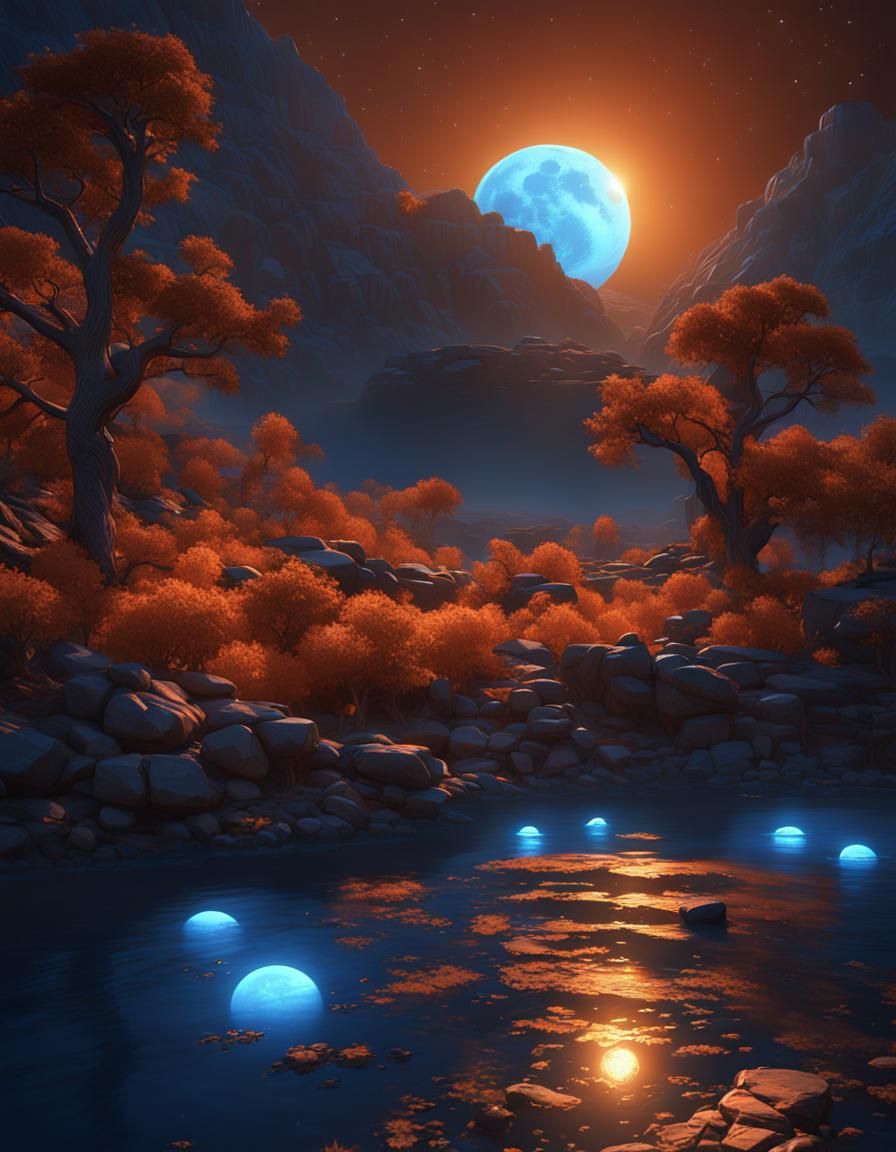 Dramatic Moonrise in Realistic Unreal Engine Style