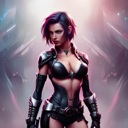 Beautiful Cybergoth Girl in Cyberpunk Style