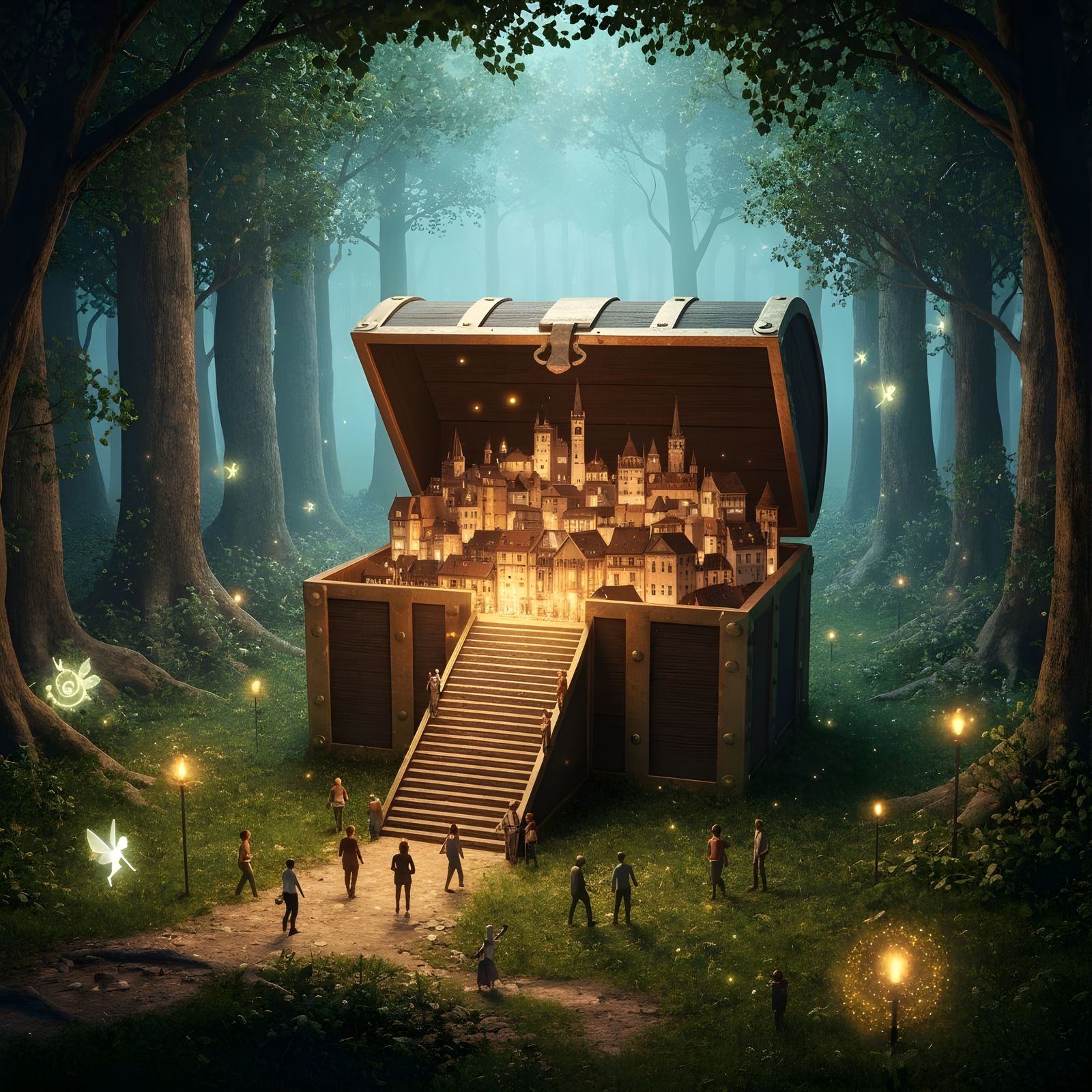 Magical City Revealed in Forest Treasure Chest