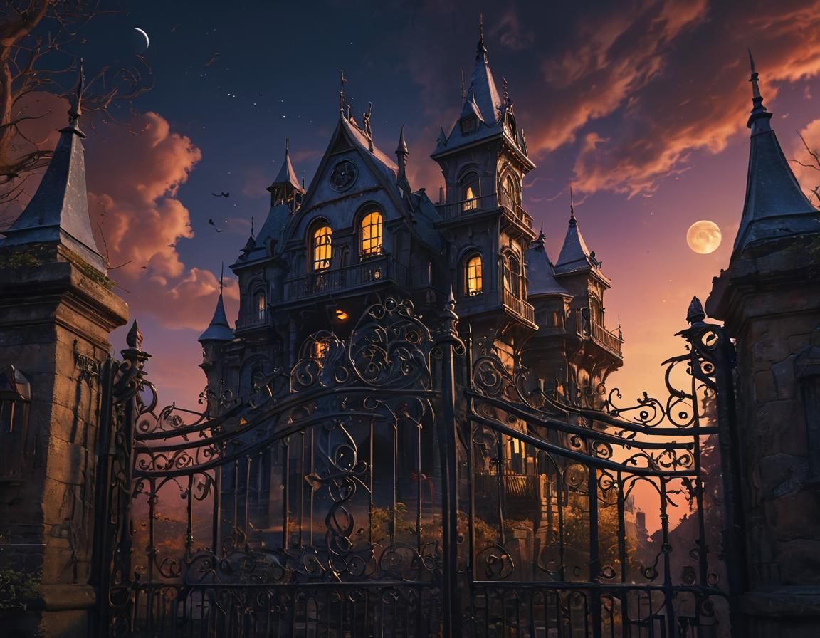 Mysterious Mansion Matte Painting in Triadic Colors