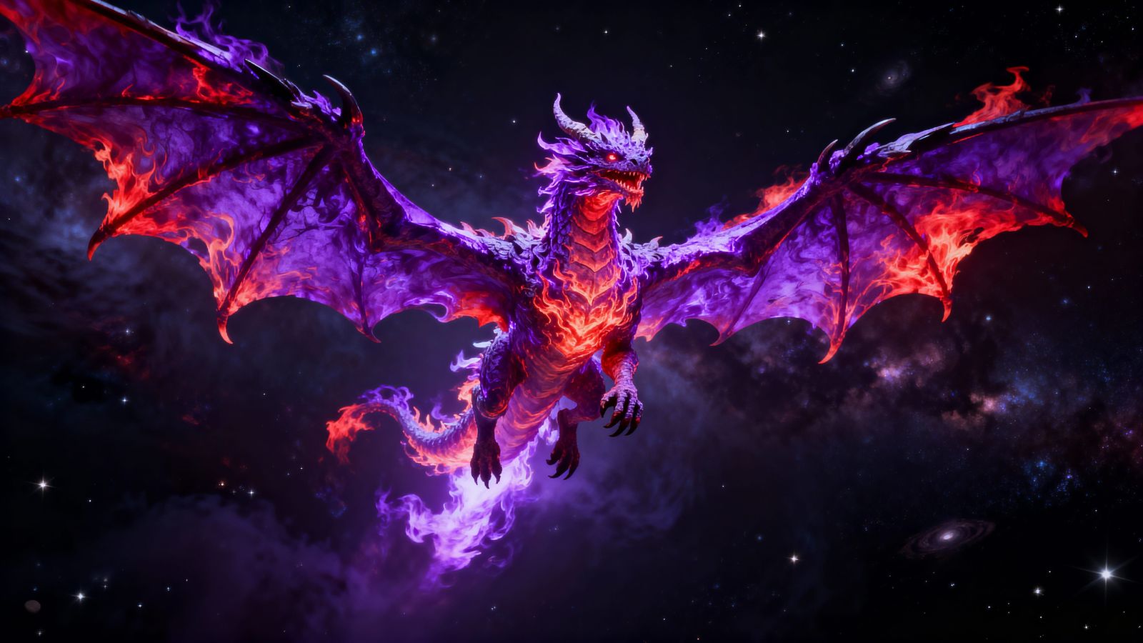 Fiery Cosmic Dragon in Galactic Darkness