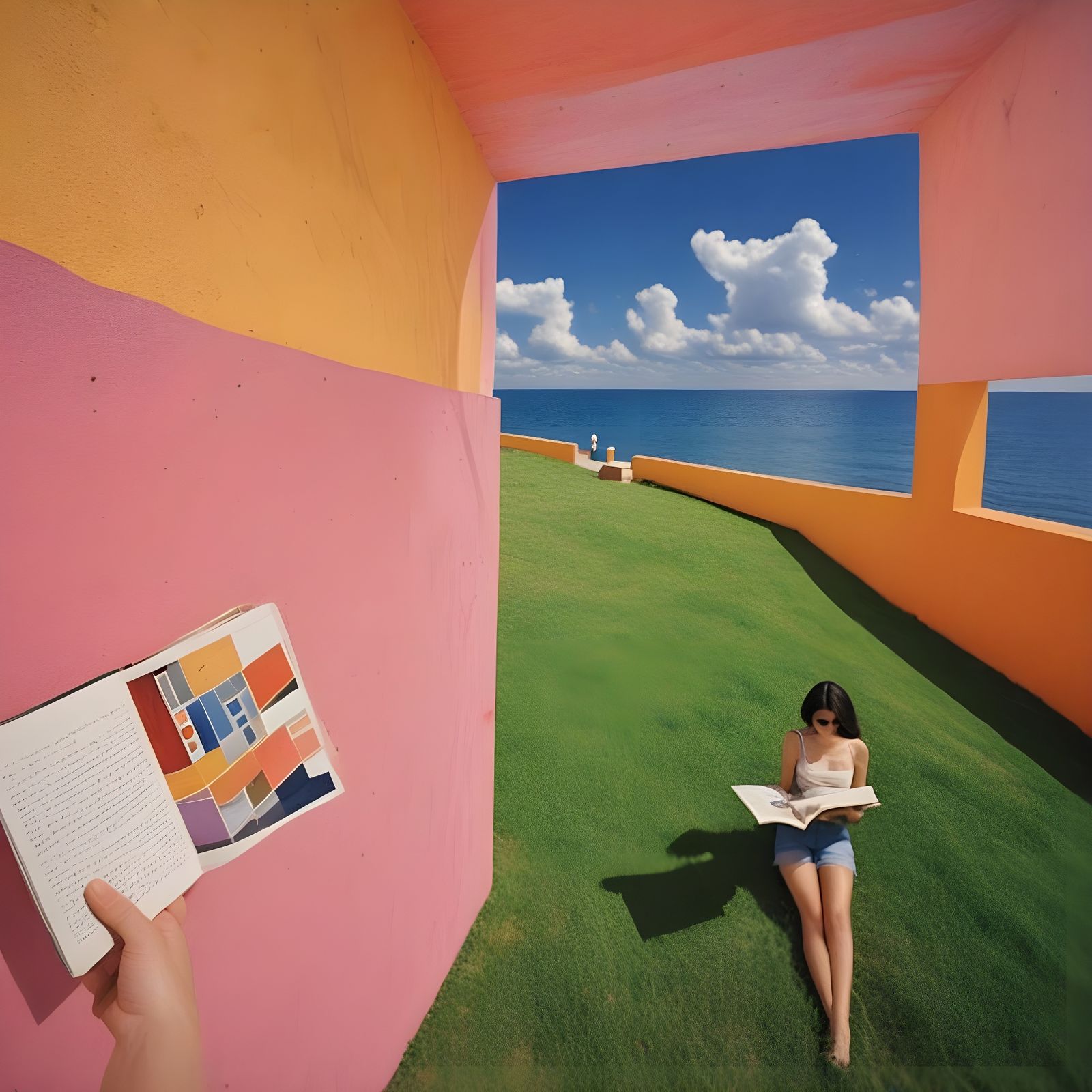 Colorful Abstract Photo of Woman Reading Outdoors