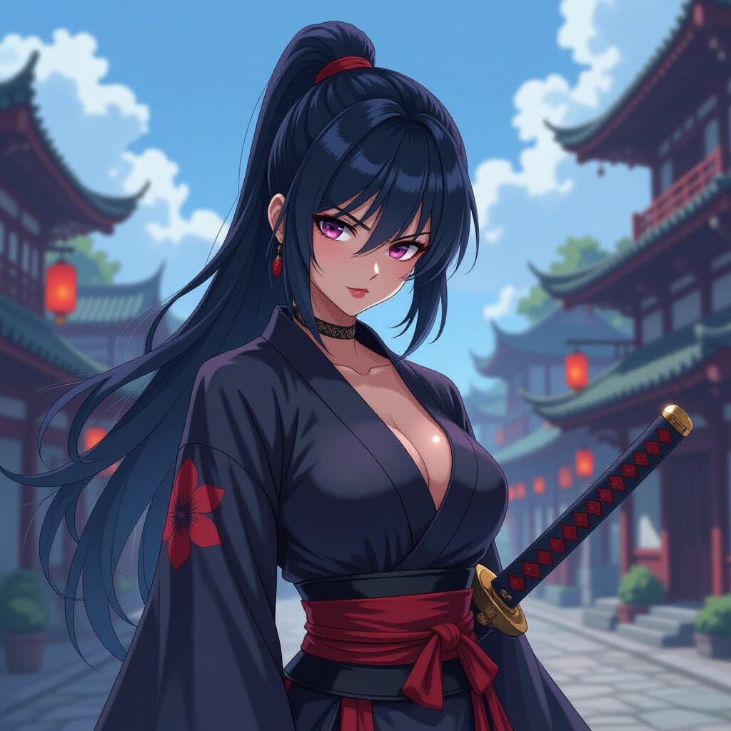 Anime Shadow Warrior in Cel-Shaded Style