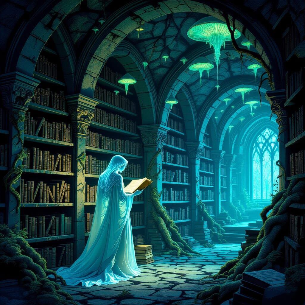 Spectral Librarian in Ancient Bioluminescent Library