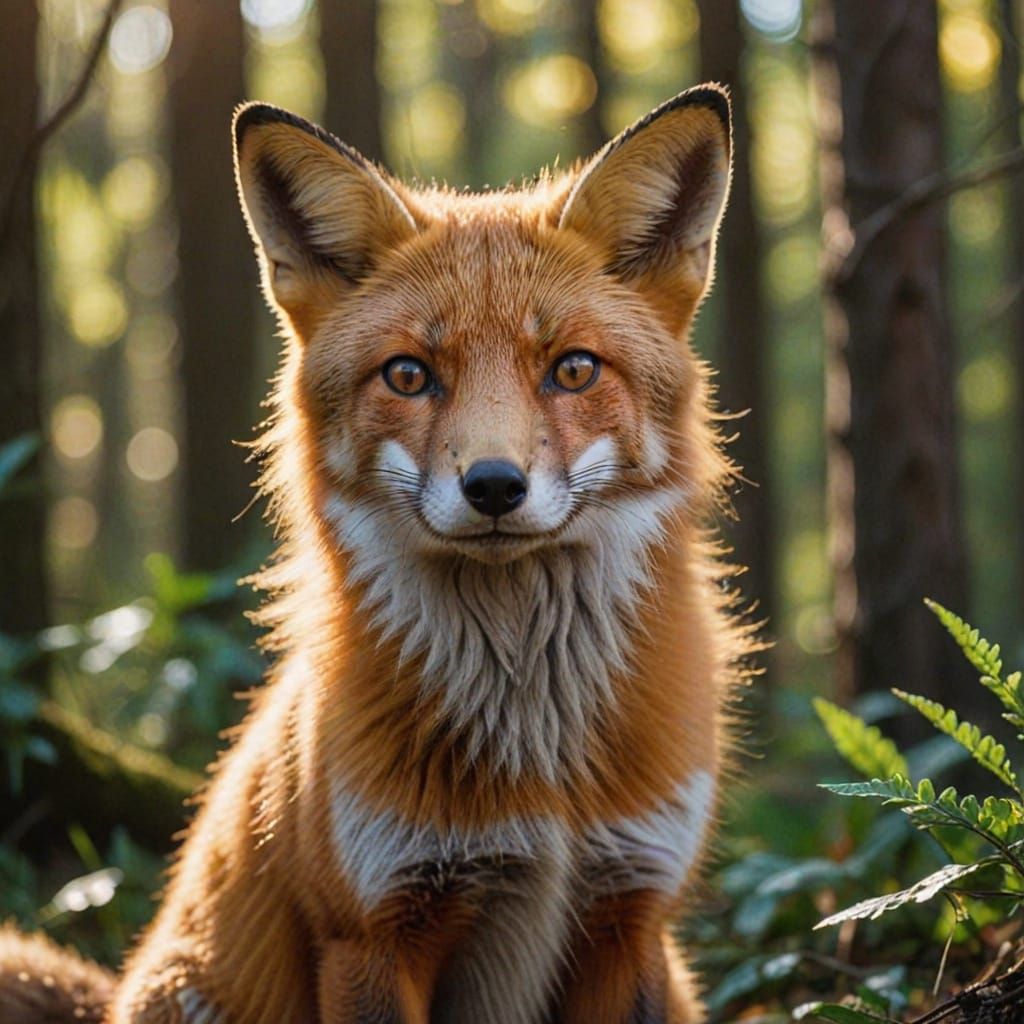 Red Fox Portrait in Forest, Wildlife Photography