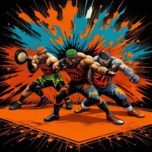 Vibrant Orange Graffiti Letters Rampage in WWE 2K25 Style