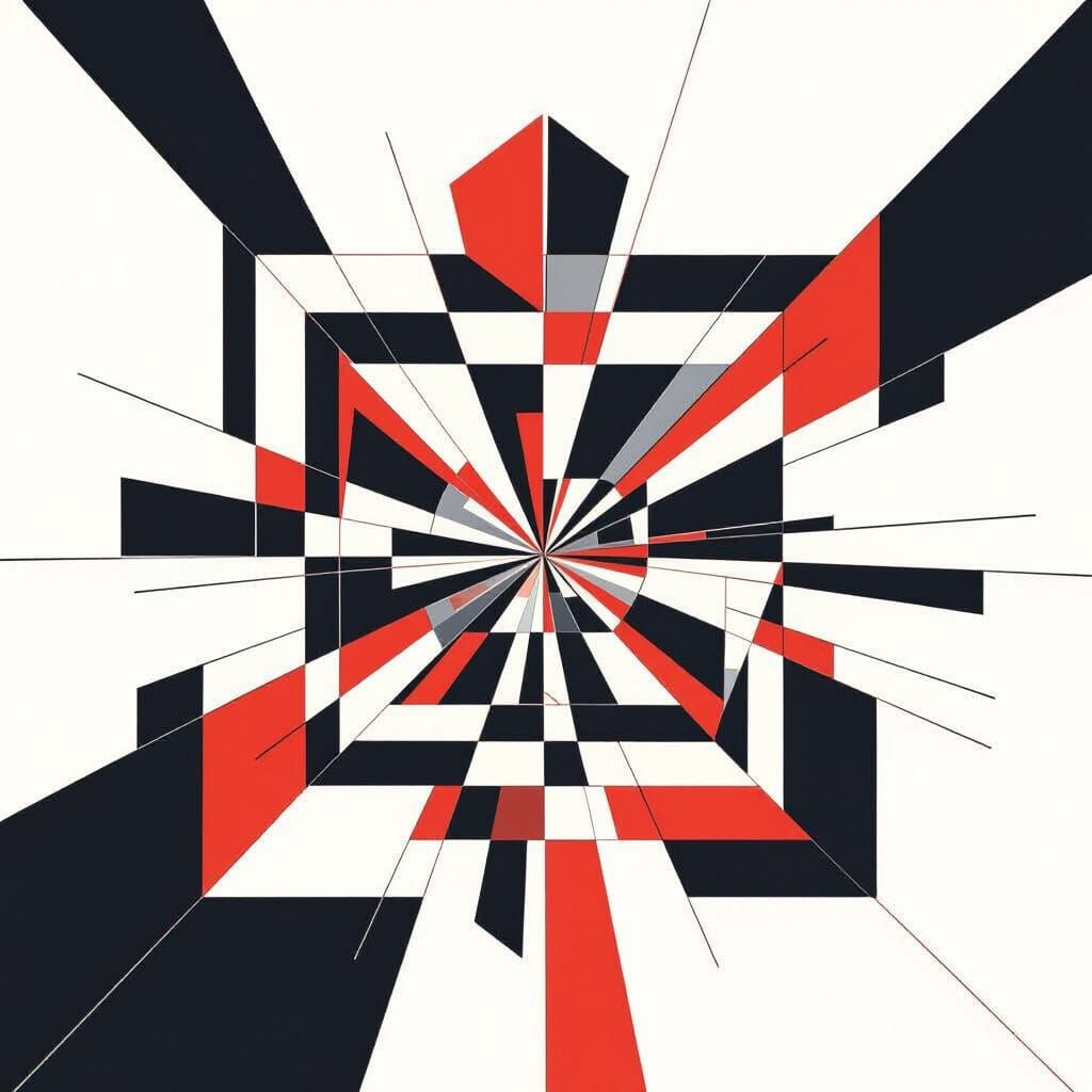 Minimalist Bauhaus Geometric Art on White Canvas