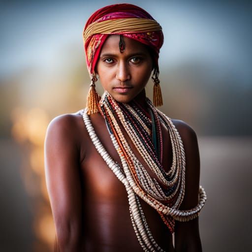 High Contrast Nikon Photo of Indian Tribal Girl