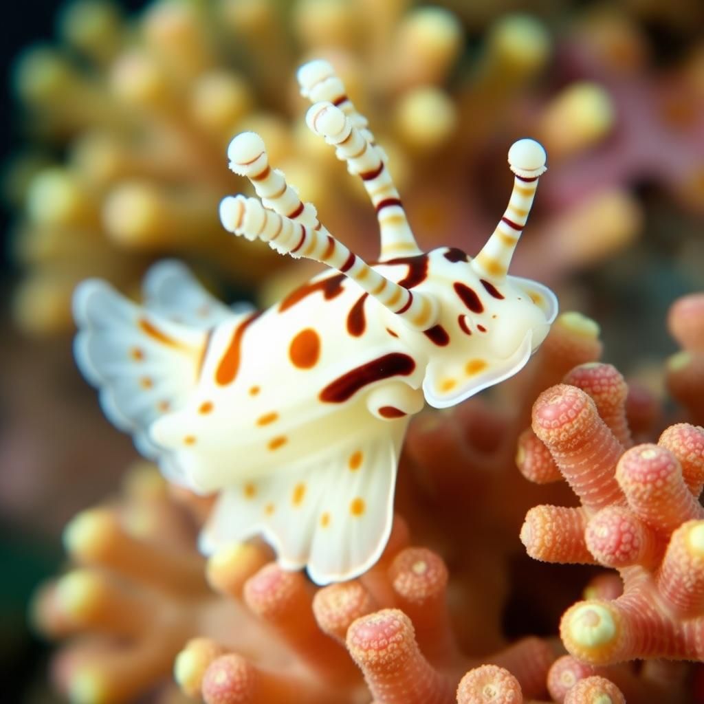 Elaborate Spotted Nudibranch on Coral Reef
