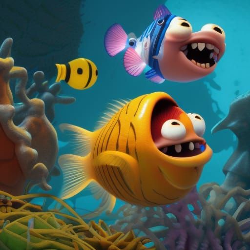 Anglerfish in Ocean Depth: Pixar-Style 3D Digital Art