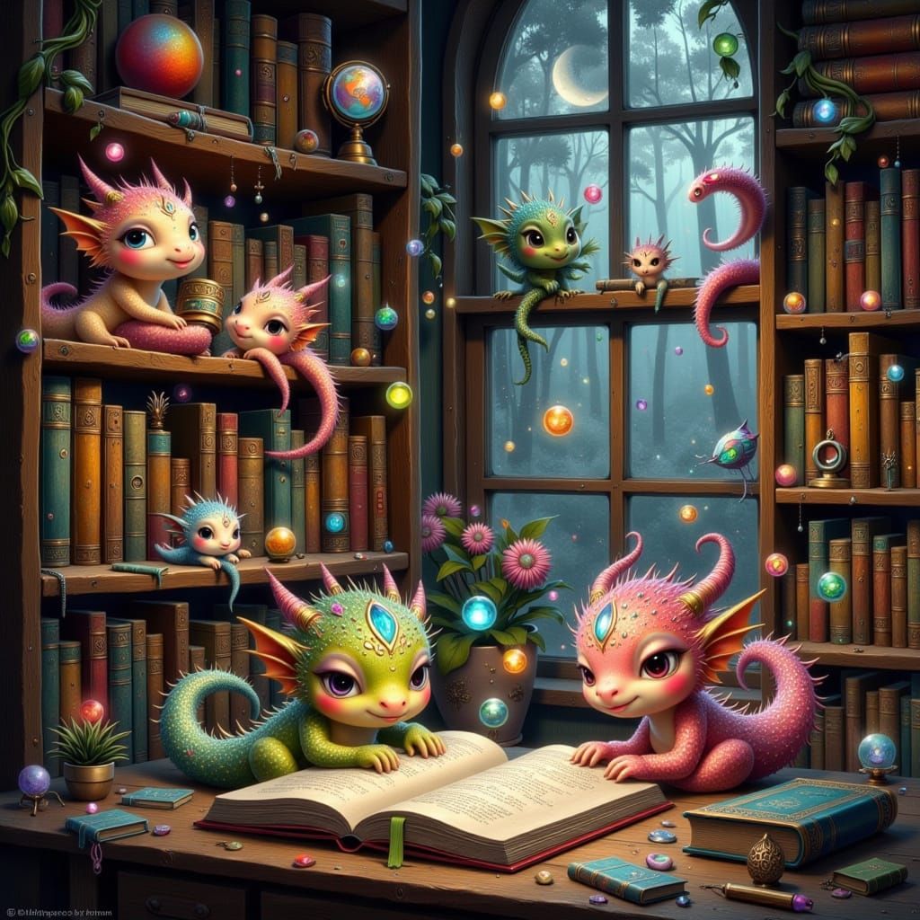 Enchanted Library Adventure with Chubby Little Dragons