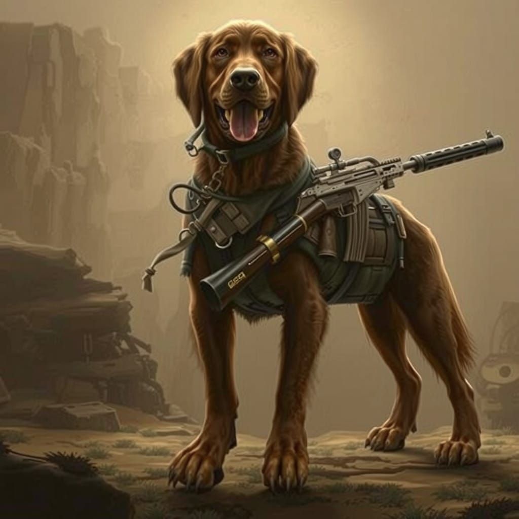 Cyberpunk Dog Concept Art in Photorealistic Style