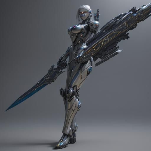 Futuristic Sword with Intricate Mech Details in Sci-Fi Style