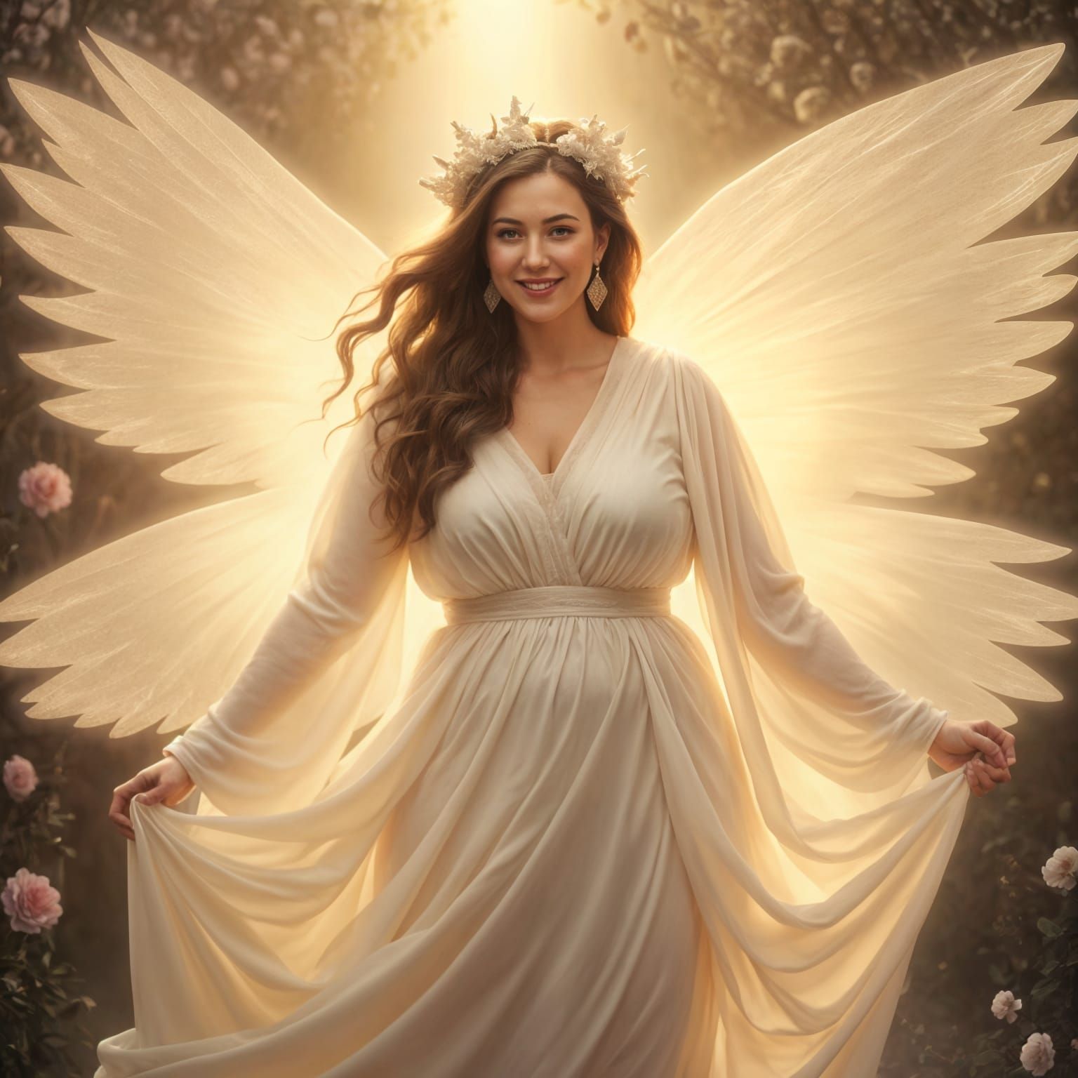 Angelic Woman Bathed in Holy Light Photograph