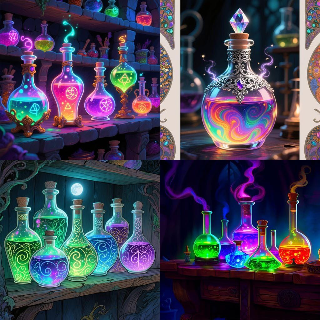 AI Generated Magical Potions Collection for Making Magic Que...