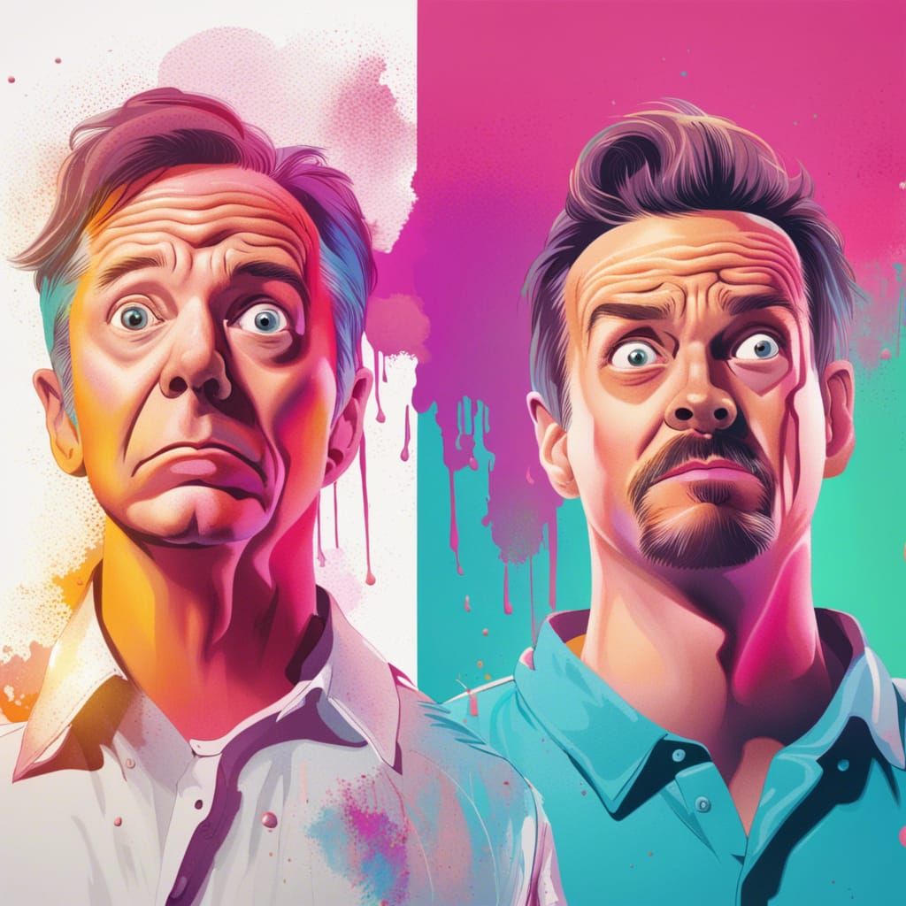 Comedy Movie Cover with Two Men in Hyperrealism