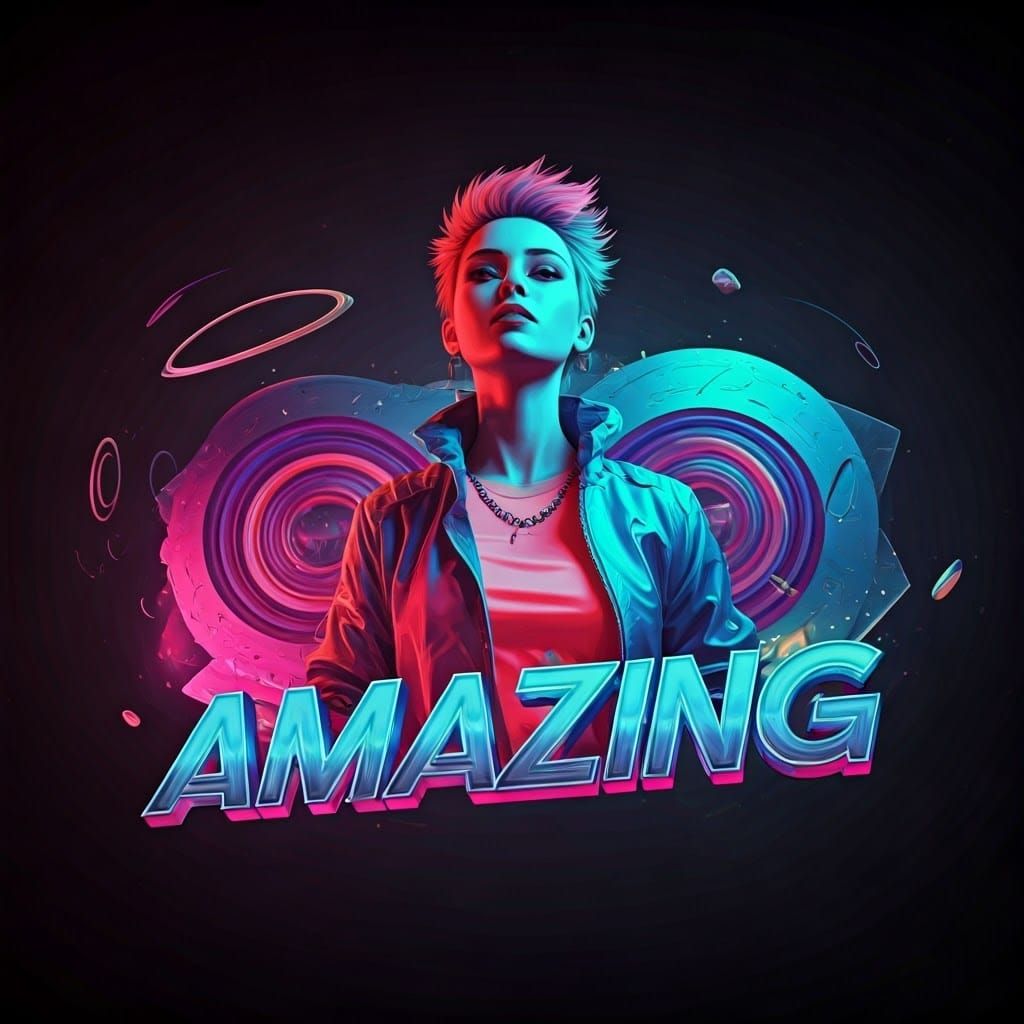 Futuristic Woman in Neon Cityscape, Hyperrealistic 3D Art