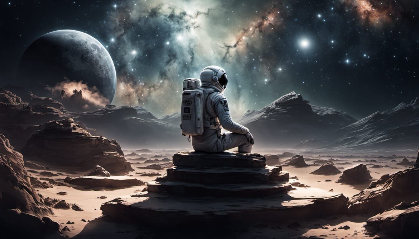 Astronaut Skeleton Floats in Space, Digital Artwork