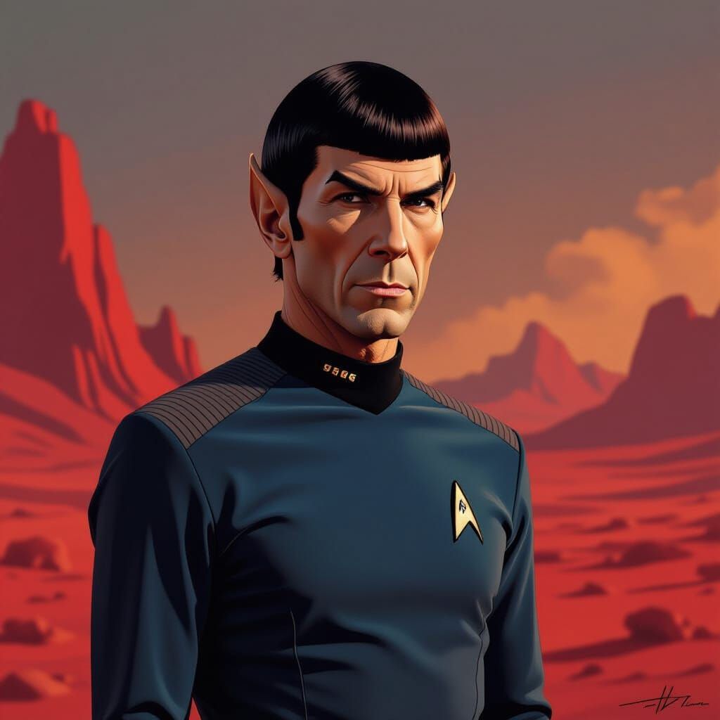 Spock on Alien Planet in Starfleet Uniform