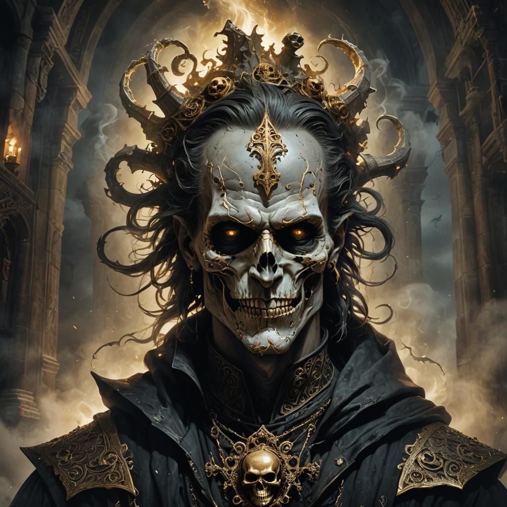 Ethereal Dark Fantasy Fool Portrait in Heavy Metal Style
