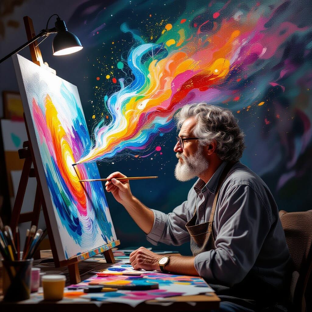 Artist Captures Creative Flow in Ultra Detailed Painting