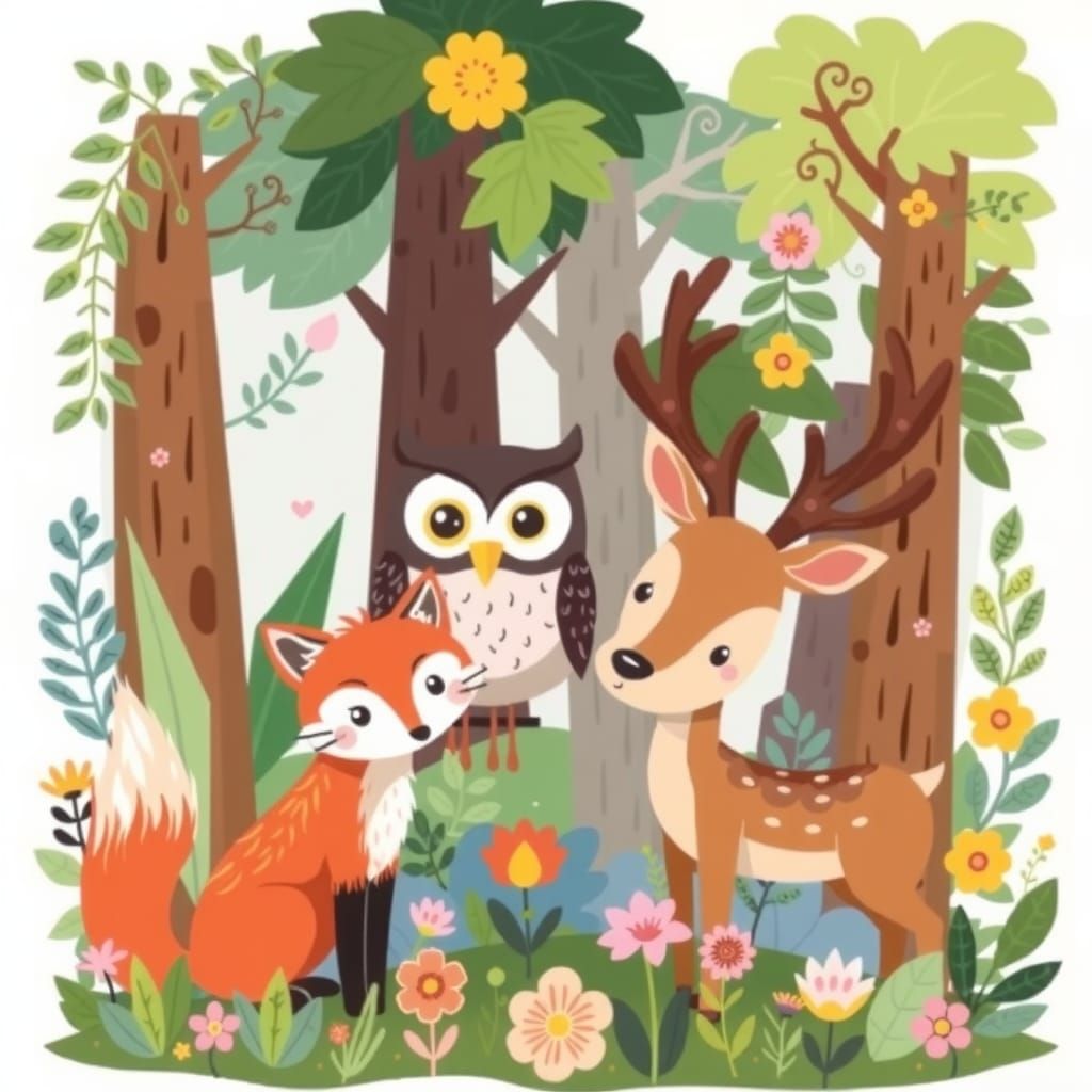 Playful Forest Animals Cartoon for Children