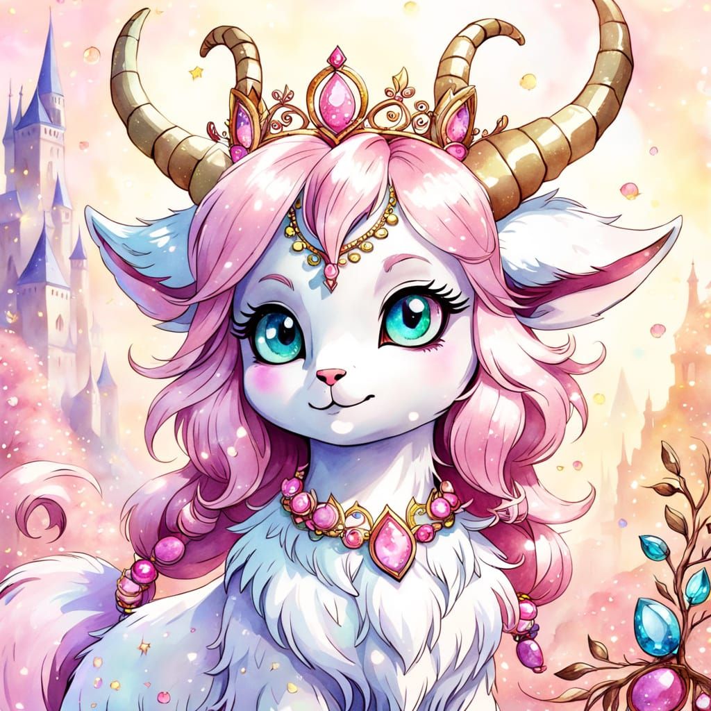 Enchanting Slyveon with Tiara in Watercolor Style