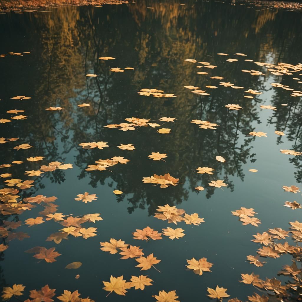 Autumn Leaves on Serene Lake: Cinematic Film