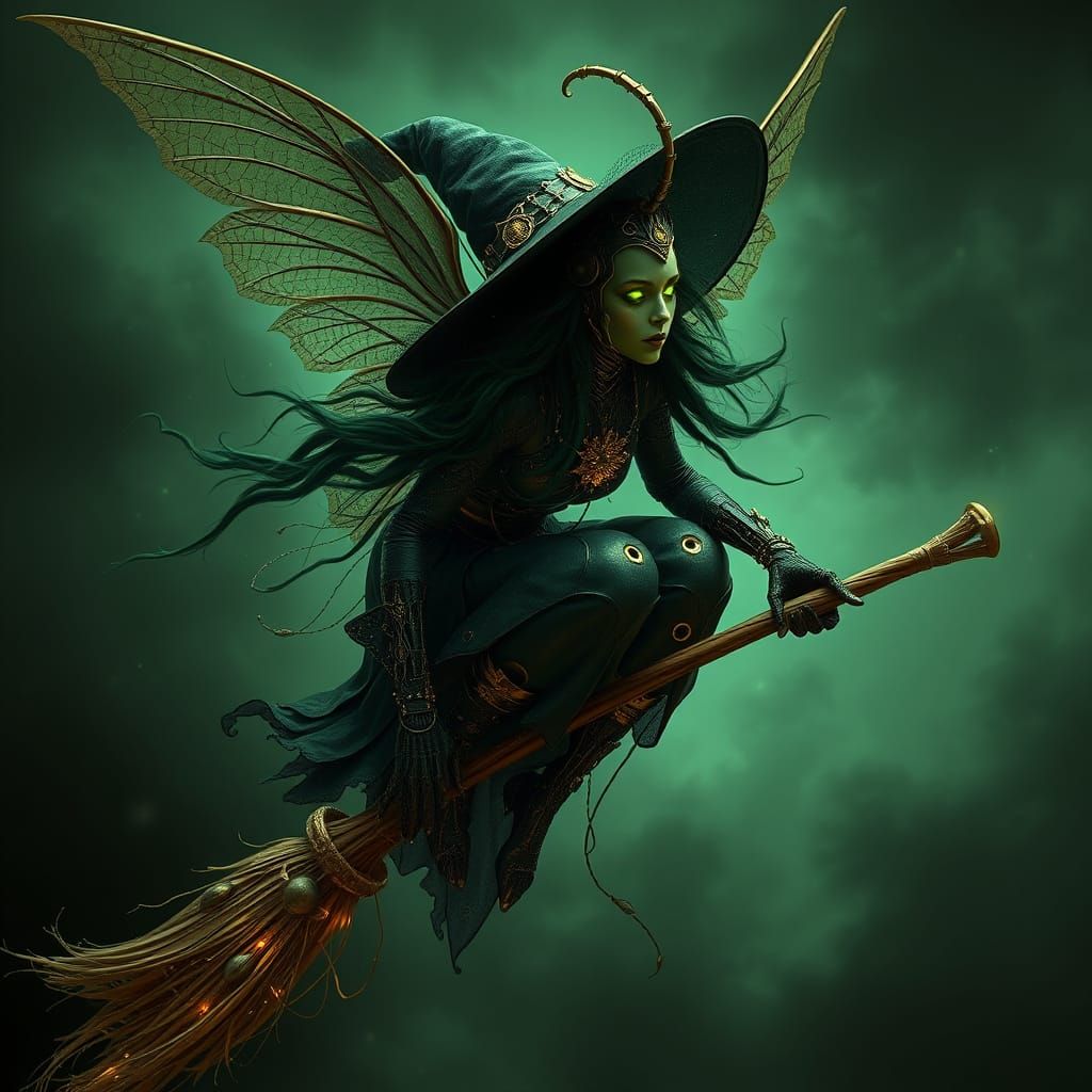 Ethereal Witch in Dark Futuristic Biomechanical Art