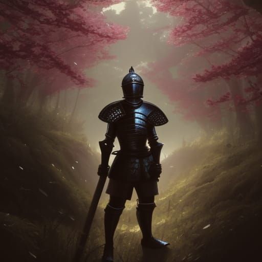 Renaissance Knight in Sakura Forest