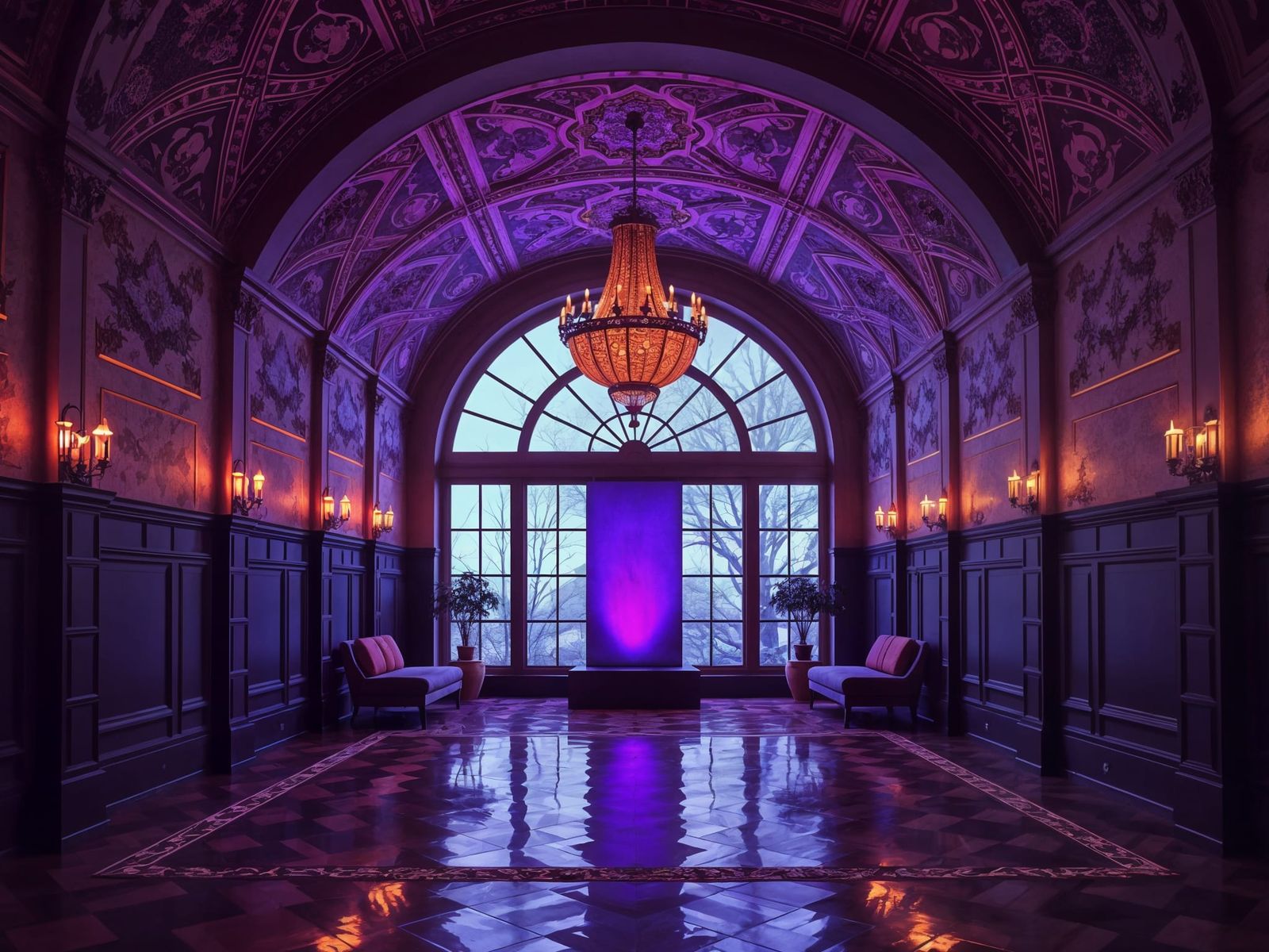Surreal Ornate Atrium in Purple Hues