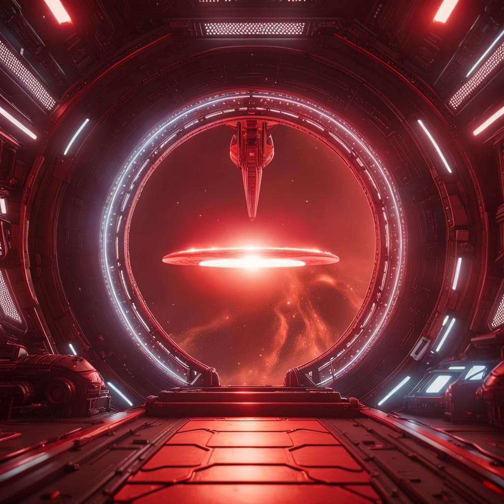 Stargate Portal with Alien Tech in Red Universe